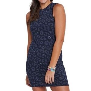 NWT SPLENDID SUNDOWN Jenny Sleeveless Leopard Print Bodycon Dress Size Large